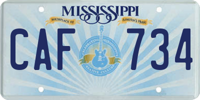 MS license plate CAF734