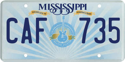 MS license plate CAF735