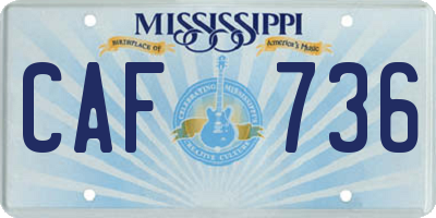 MS license plate CAF736