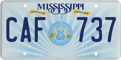 MS license plate CAF737