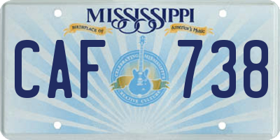 MS license plate CAF738