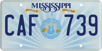 MS license plate CAF739