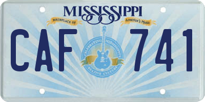 MS license plate CAF741