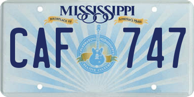 MS license plate CAF747