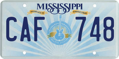 MS license plate CAF748