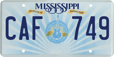 MS license plate CAF749