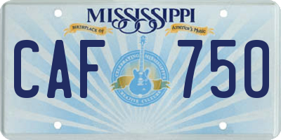 MS license plate CAF750