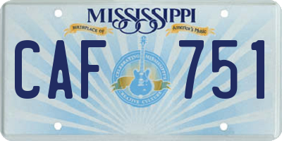 MS license plate CAF751