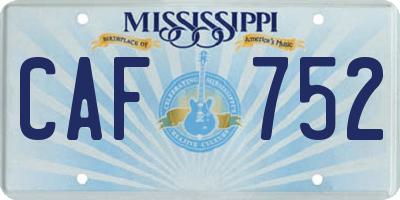 MS license plate CAF752
