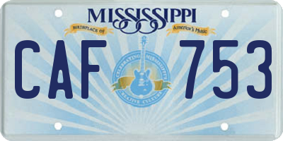 MS license plate CAF753