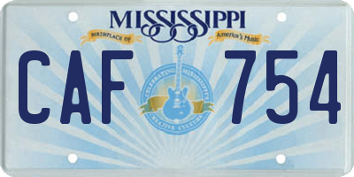 MS license plate CAF754