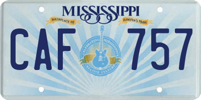 MS license plate CAF757