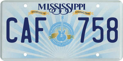 MS license plate CAF758