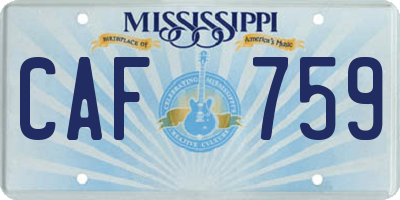MS license plate CAF759