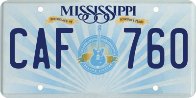 MS license plate CAF760