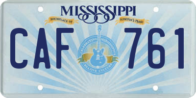 MS license plate CAF761
