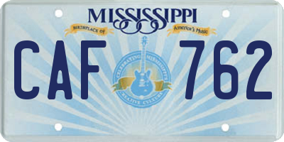 MS license plate CAF762