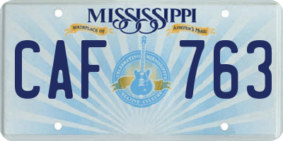 MS license plate CAF763
