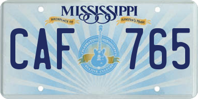 MS license plate CAF765