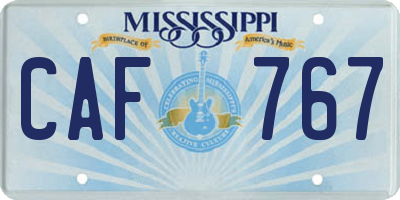 MS license plate CAF767