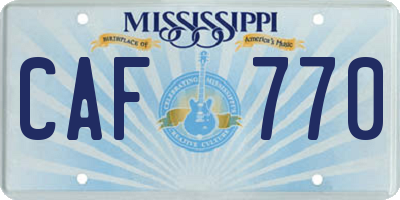 MS license plate CAF770