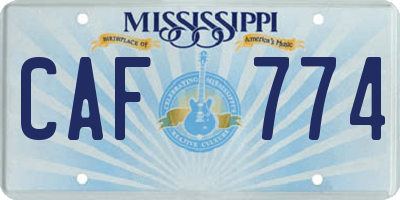 MS license plate CAF774
