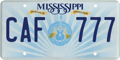 MS license plate CAF777