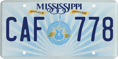 MS license plate CAF778