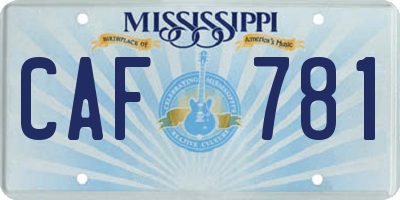 MS license plate CAF781