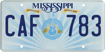 MS license plate CAF783