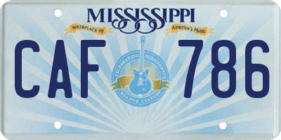 MS license plate CAF786