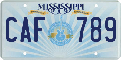 MS license plate CAF789