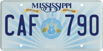 MS license plate CAF790