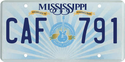 MS license plate CAF791