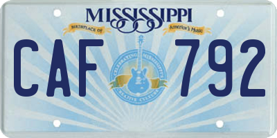 MS license plate CAF792