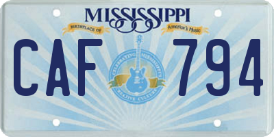MS license plate CAF794