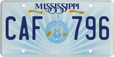 MS license plate CAF796