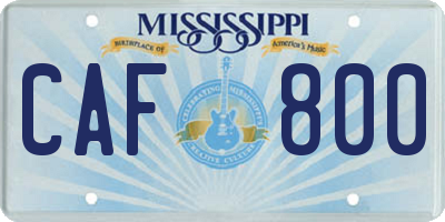 MS license plate CAF800