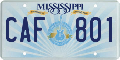MS license plate CAF801