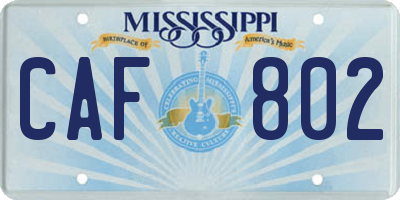 MS license plate CAF802