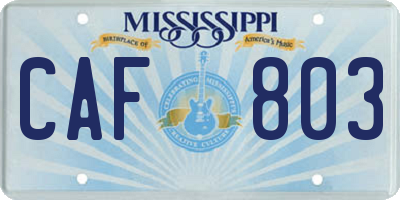 MS license plate CAF803