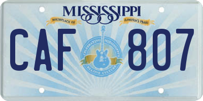 MS license plate CAF807