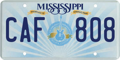 MS license plate CAF808
