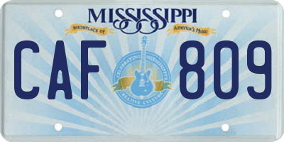 MS license plate CAF809