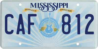 MS license plate CAF812