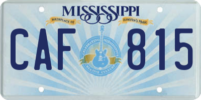 MS license plate CAF815