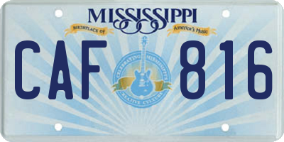 MS license plate CAF816