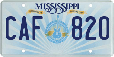 MS license plate CAF820