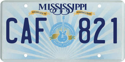 MS license plate CAF821