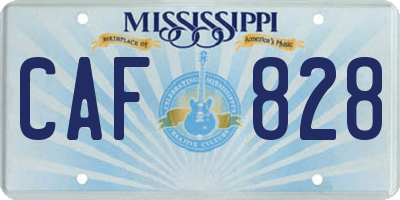 MS license plate CAF828